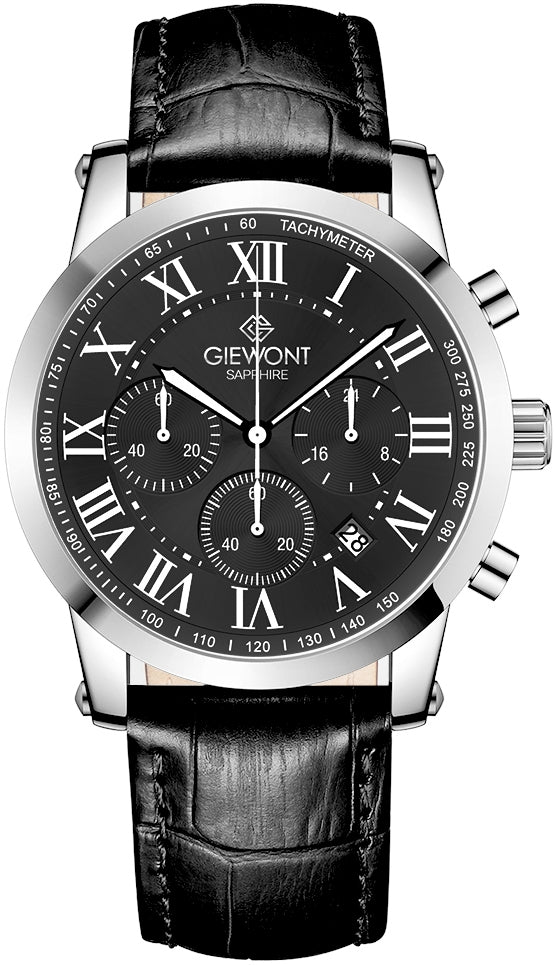 Zegarek Męski Giewont Chronograph Sapphire Srebrno Czarny GW6260-A2