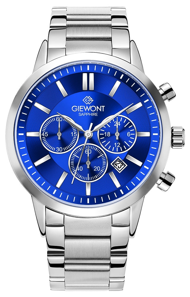 Zegarek Męski Giewont Chronograph Sapphire Srebrno Niebieski GW8510-B3