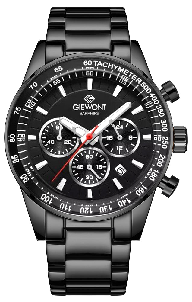 Zegarek Męski Giewont Chronograph Sapphire Czarny GW9140-B2