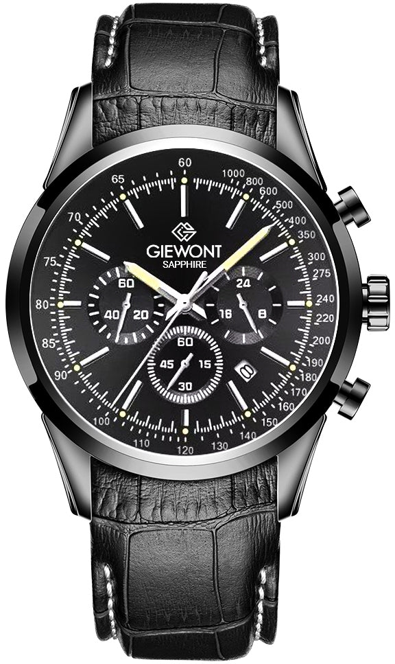 Zegarek Męski Giewont Chronograph Sapphire Czarny GW7650-A4