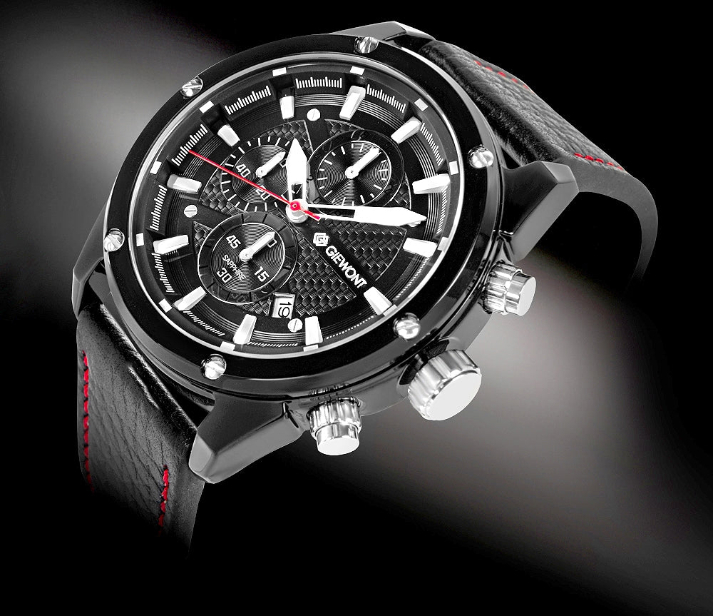 Zegarek Męski Giewont Chronograph Sapphire Czarny GW8810-A1