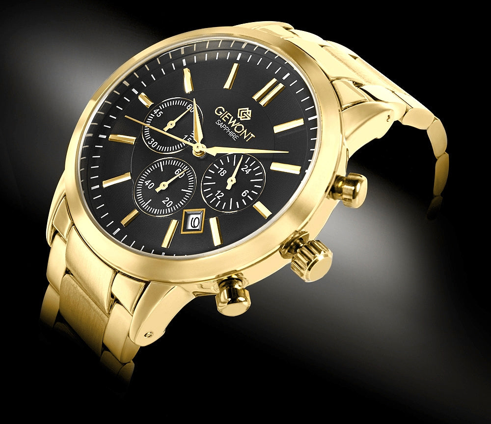 Zegarek Męski Giewont Chronograph Sapphire Złoto Czarny GW8510-B5