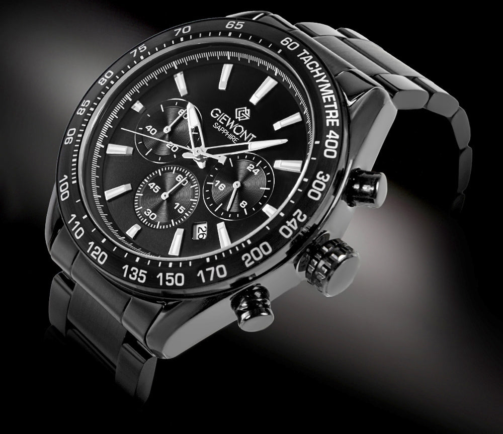 Zegarek Męski Giewont Chronograph Sapphire Czarny GW9580-B2