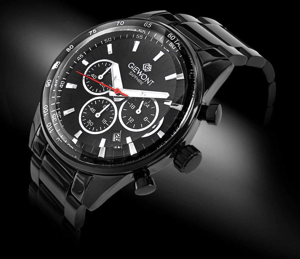 Zegarek Męski Giewont Chronograph Sapphire Czarny GW9140-B2