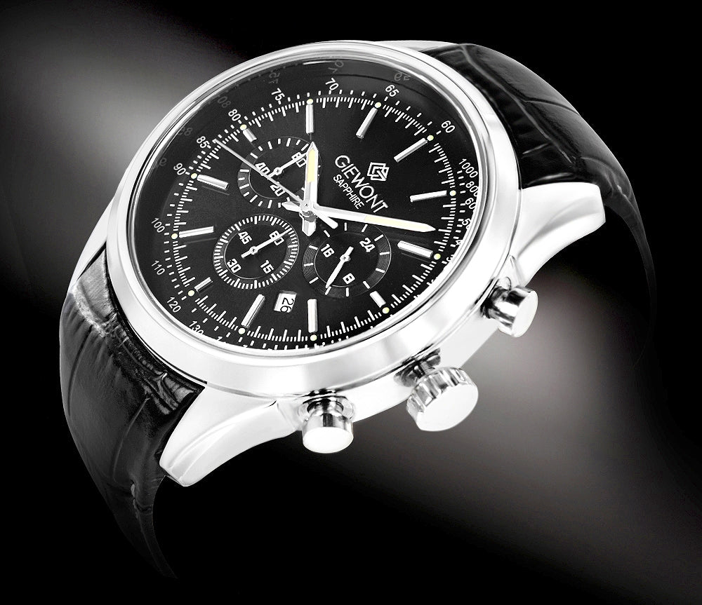 Zegarek Męski Giewont Chronograph Sapphire Srebrno Czarny GW7650-A2