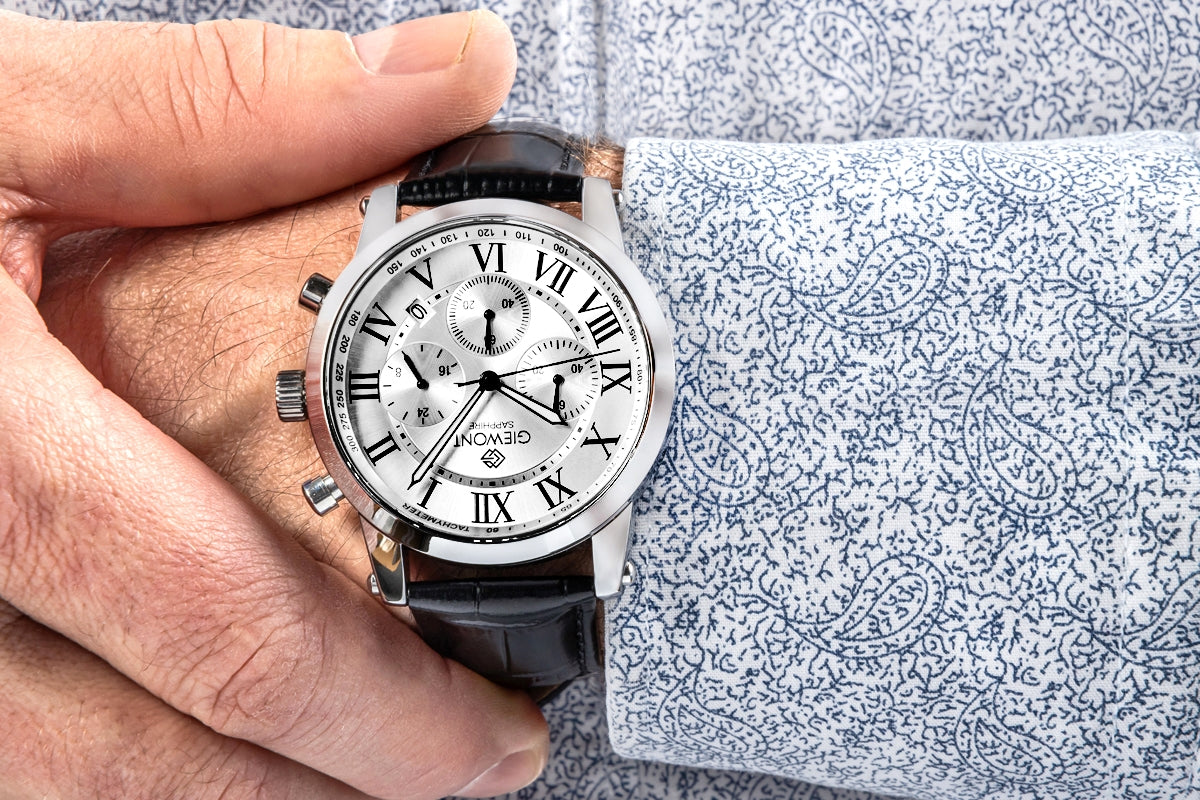 Zegarek Męski Giewont Chronograph Sapphire Srebrny GW6260-A1