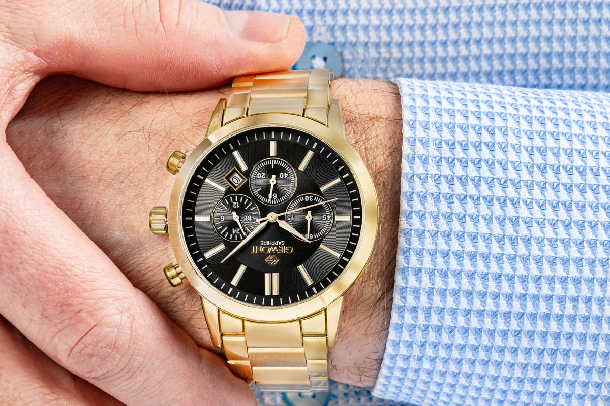 Zegarek Męski Giewont Chronograph Sapphire Złoto Czarny GW8510-B5