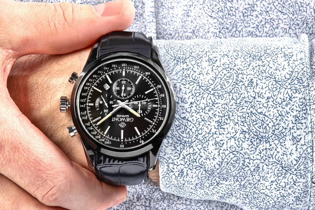 Zegarek Męski Giewont Chronograph Sapphire Czarny GW7650-A4