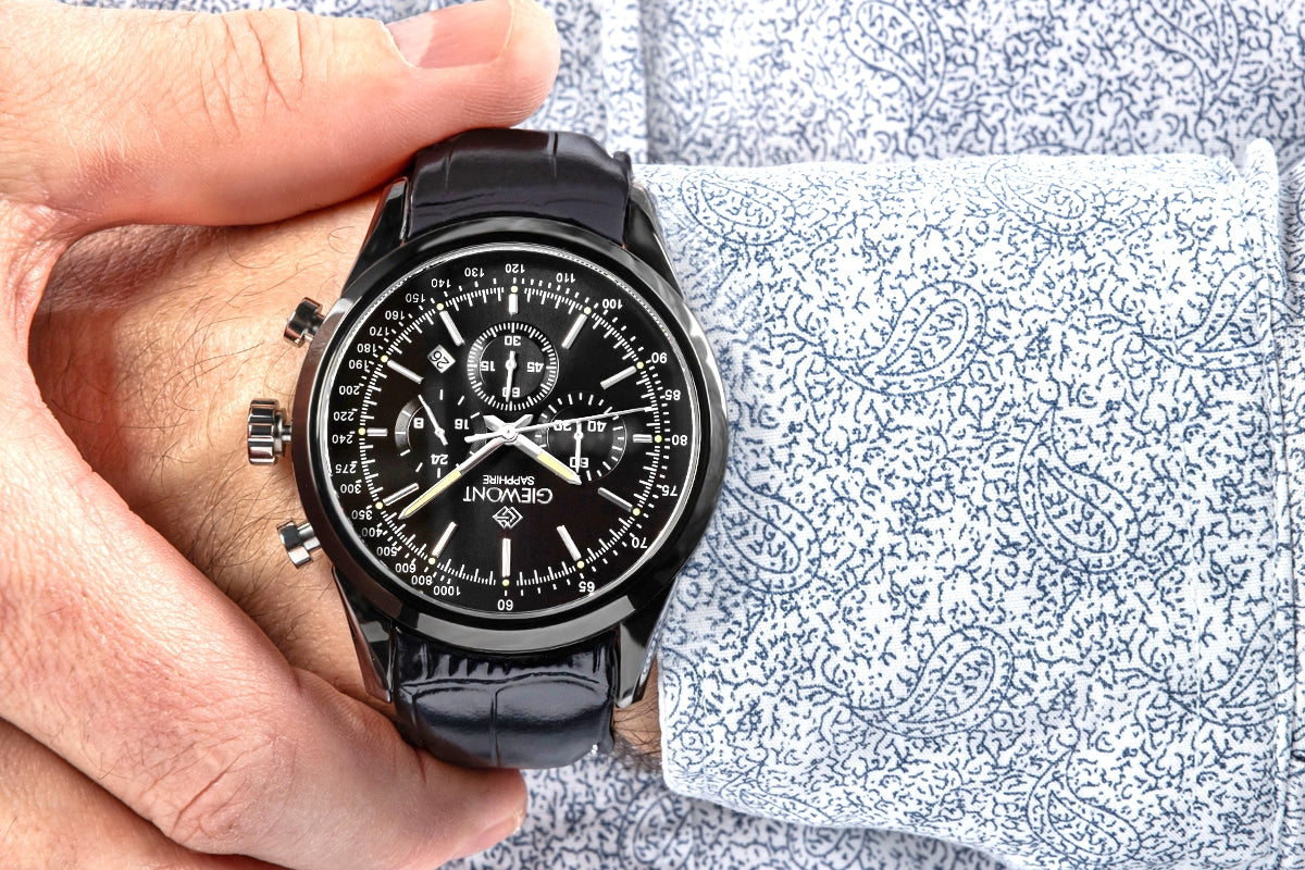 Zegarek Męski Giewont Chronograph Sapphire Czarny GW7650-A4