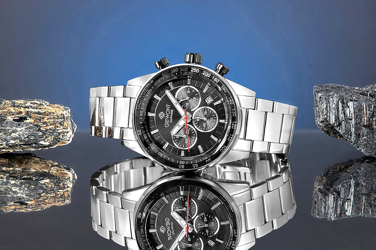 Zegarek Męski Giewont Chronograph Sapphire Srebrno Czarny GW9140-B1