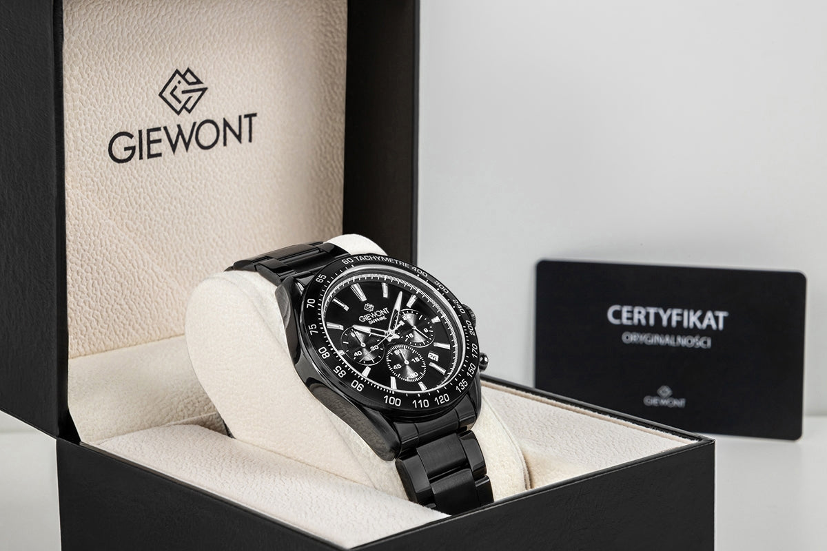 Zegarek Męski Giewont Chronograph Sapphire Czarny GW9580-B2