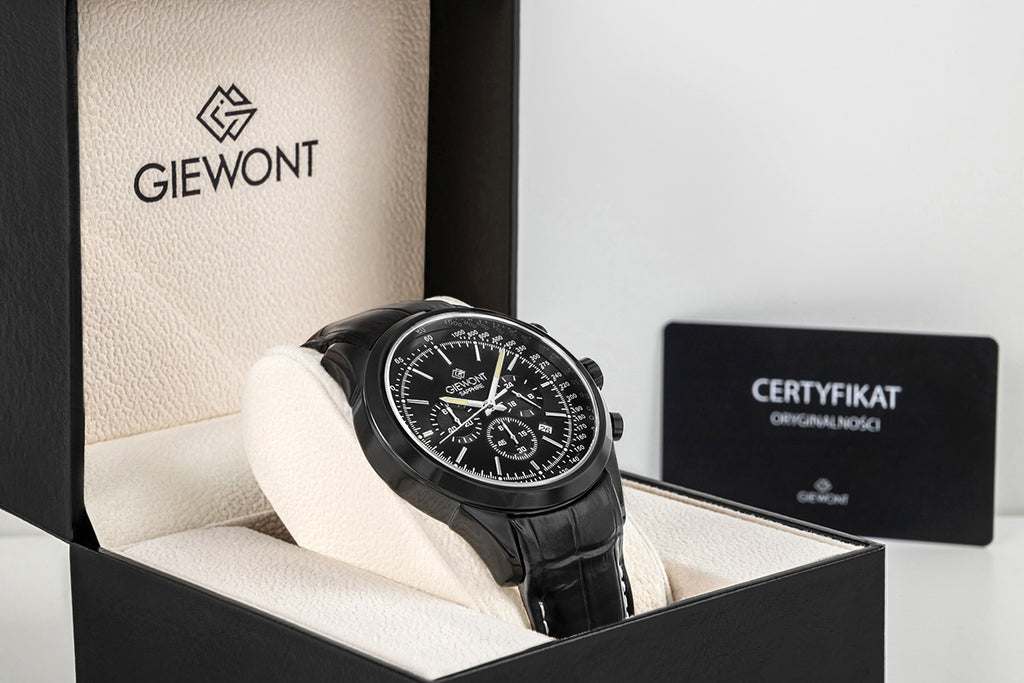 Zegarek Męski Giewont Chronograph Sapphire Czarny GW7650-A4