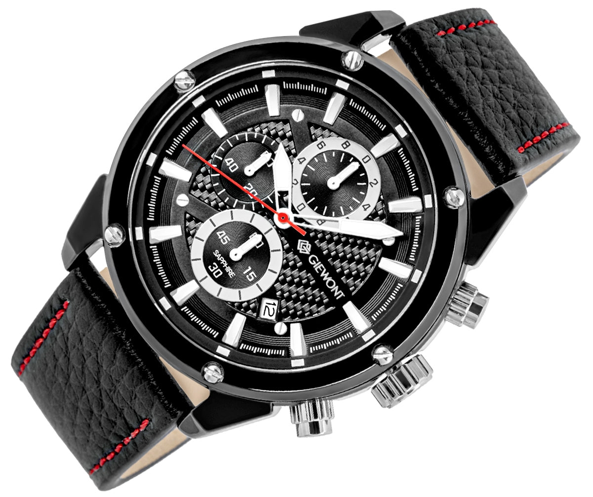 Zegarek Męski Giewont Chronograph Sapphire Czarny GW8810-A1
