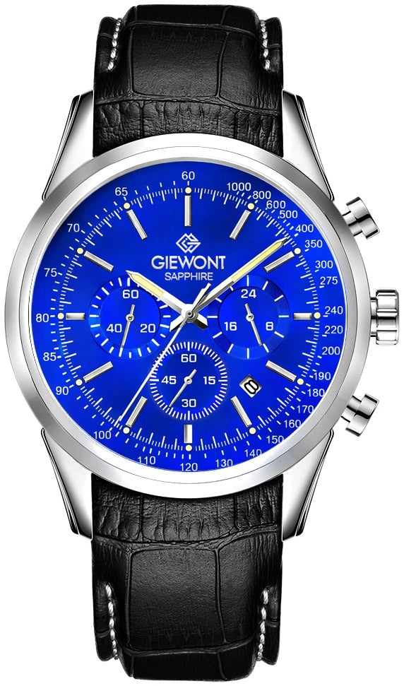 Zegarek Męski Giewont Chronograph Sapphire Srebrno Niebieski GW7650-A3