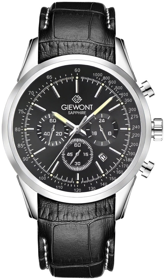 Zegarek Męski Giewont Chronograph Sapphire Srebrno Czarny GW7650-A2