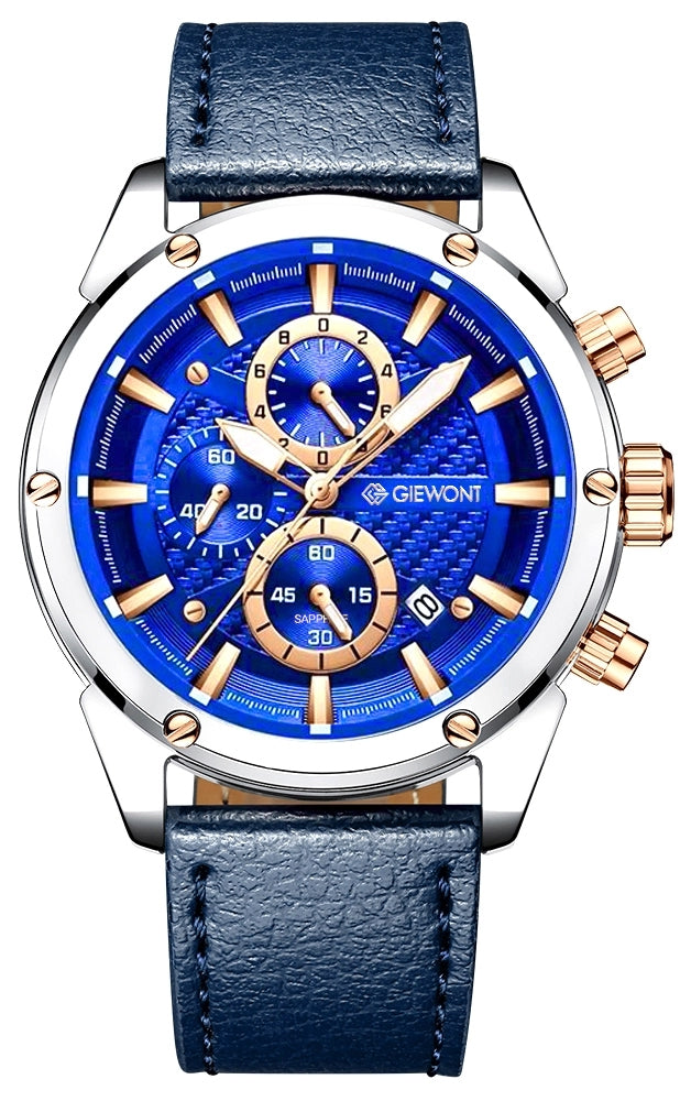 Zegarek Męski Giewont Chronograph Sapphire Srebrno Niebieski GW8810-A2
