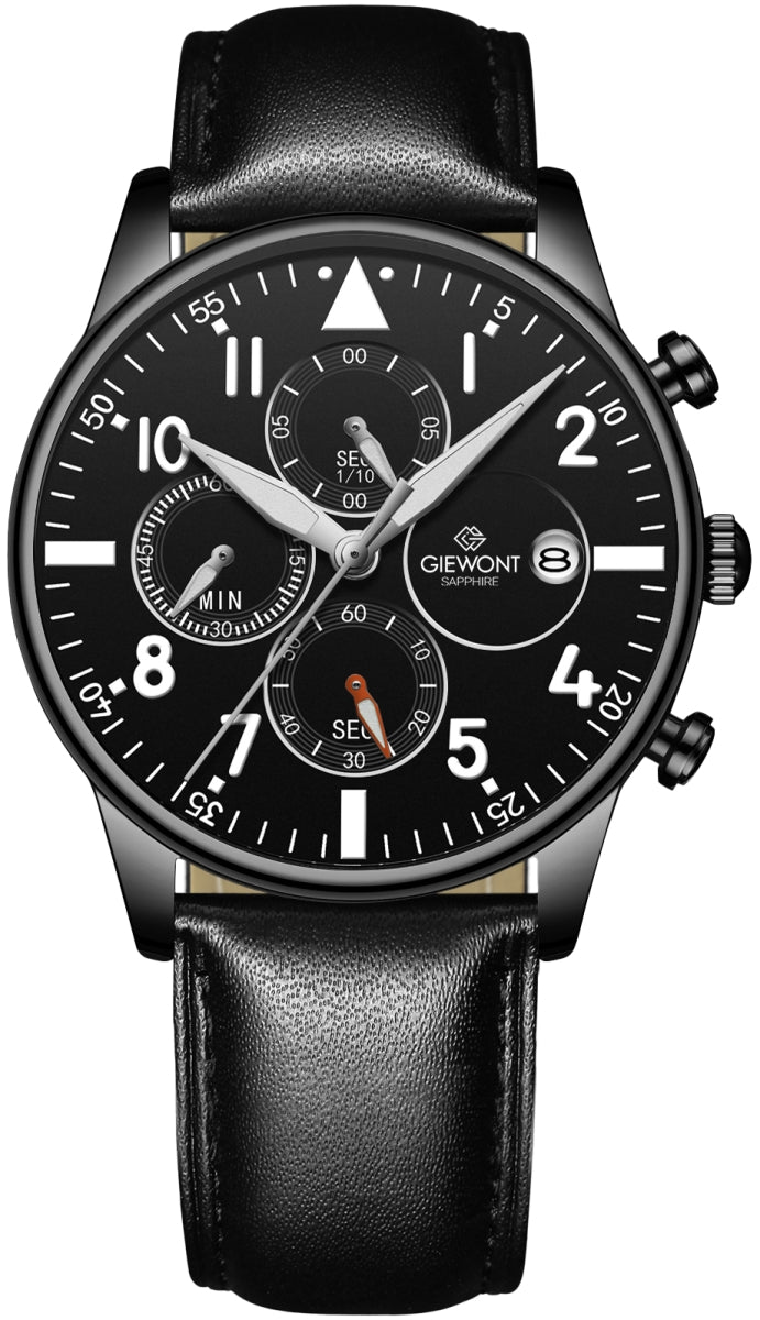 Zegarek Męski Giewont Chronograph Sapphire Czarny GW5630-A1