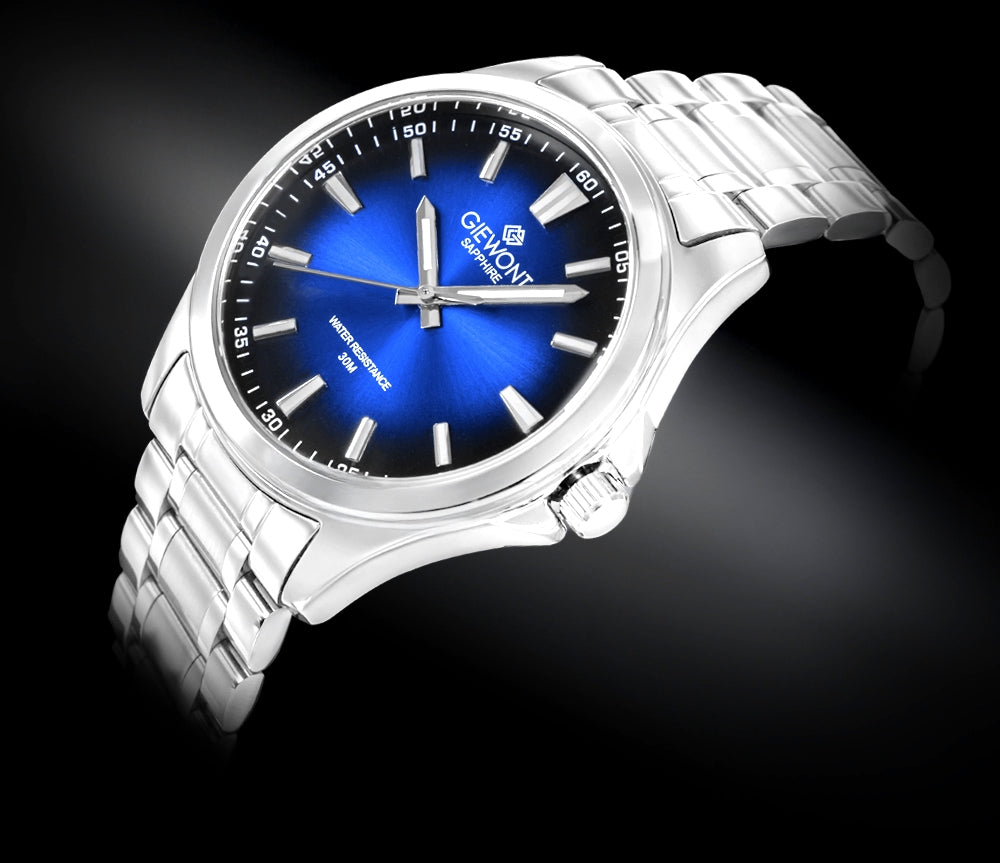 Zegarek Męski Giewont Elegance Sapphire Srebrno Niebieski GW5160-B3
