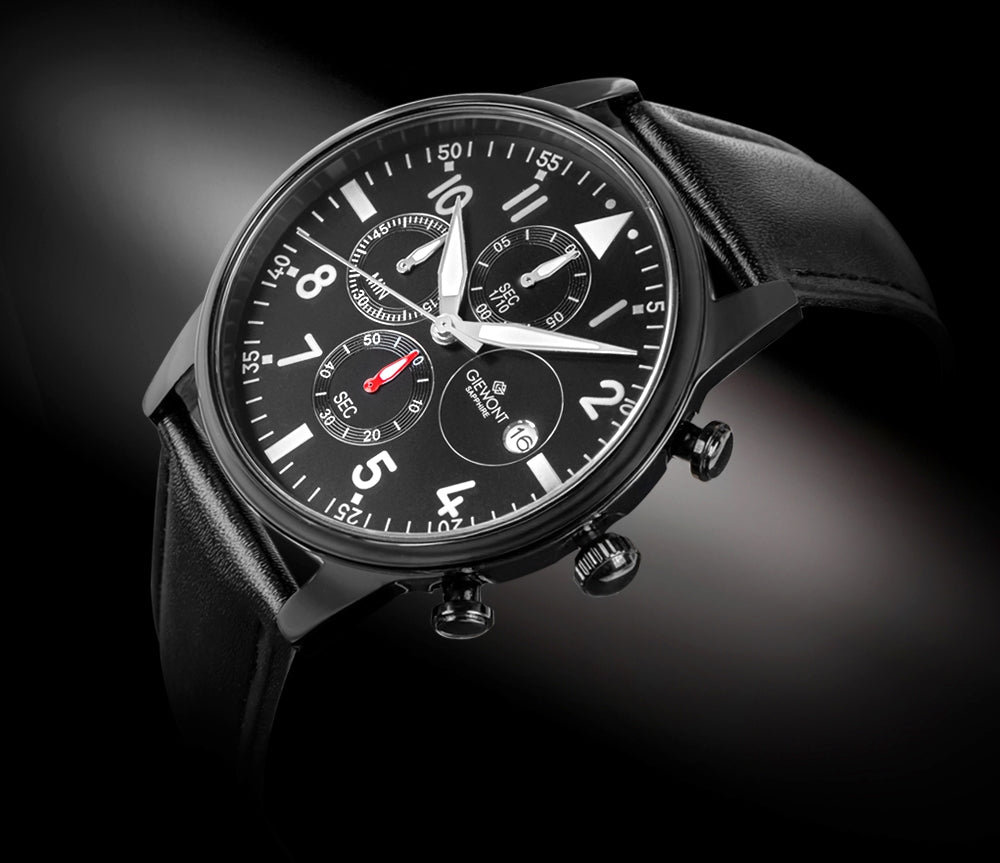 Zegarek Męski Giewont Chronograph Sapphire Czarny GW5630-A1