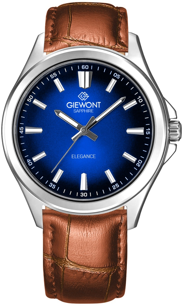 Zegarek Męski Giewont Elegance Sapphire Brązowo Niebieski GW5160-A7