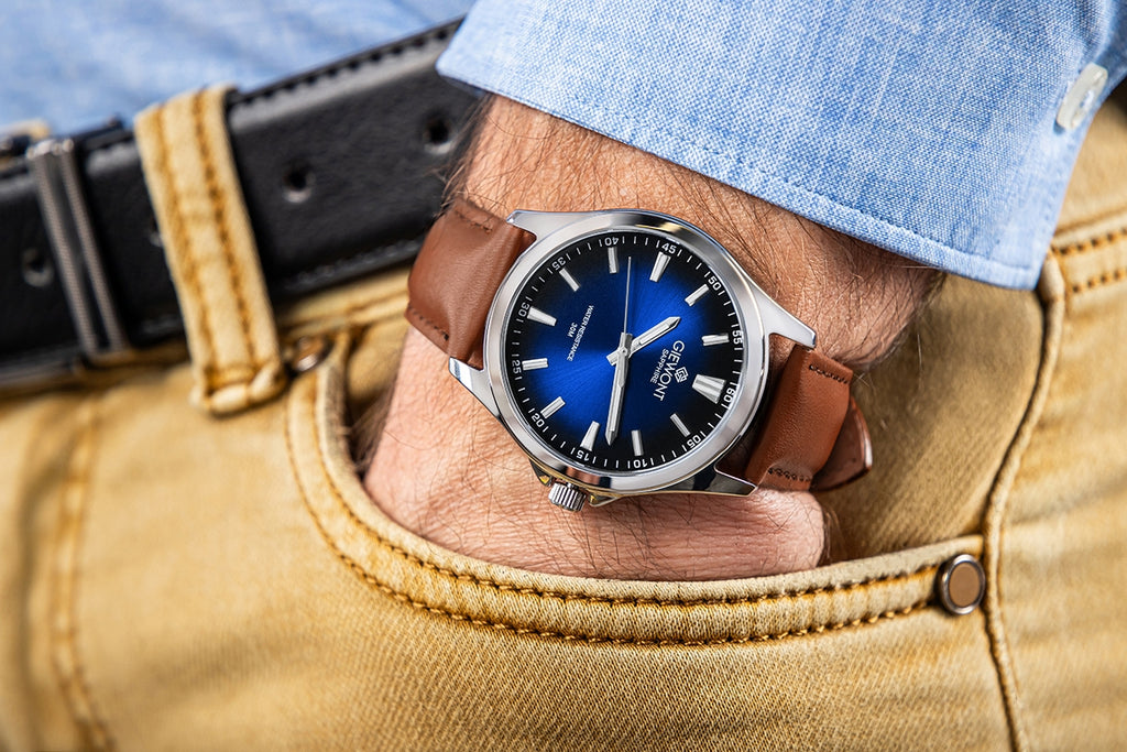 Zegarek Męski Giewont Elegance Sapphire Brązowo Niebieski GW5160-A4