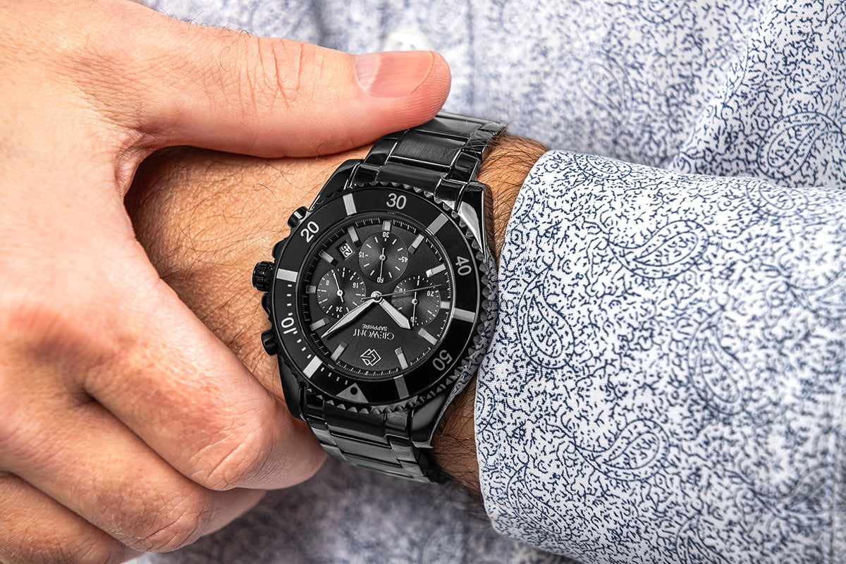 Zegarek Męski Giewont Chronograph Sapphire Czarny GW3970-B4