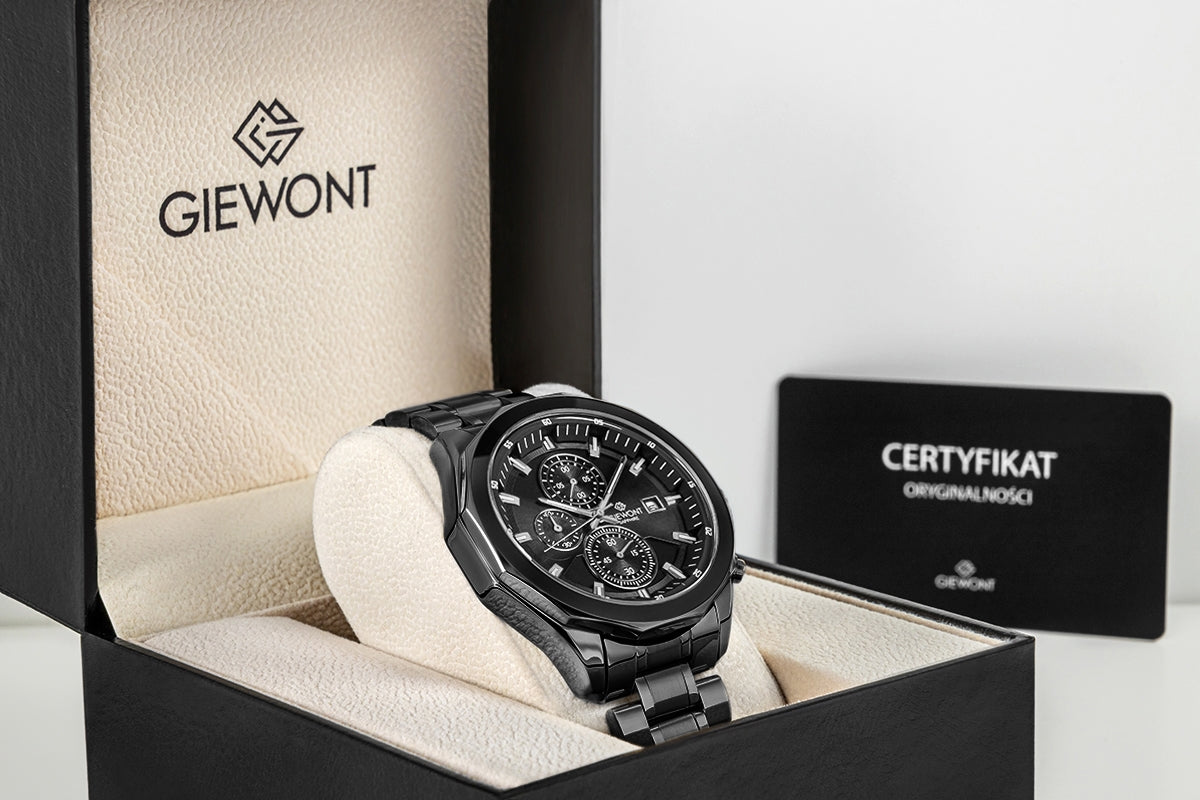 Zegarek Męski Giewont Chronograph Sapphire Czarny GW7290-B1