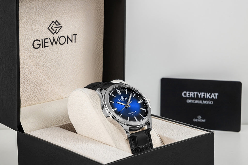 Zegarek Męski Giewont Elegance Sapphire Czarno Niebieski GW5160-A6