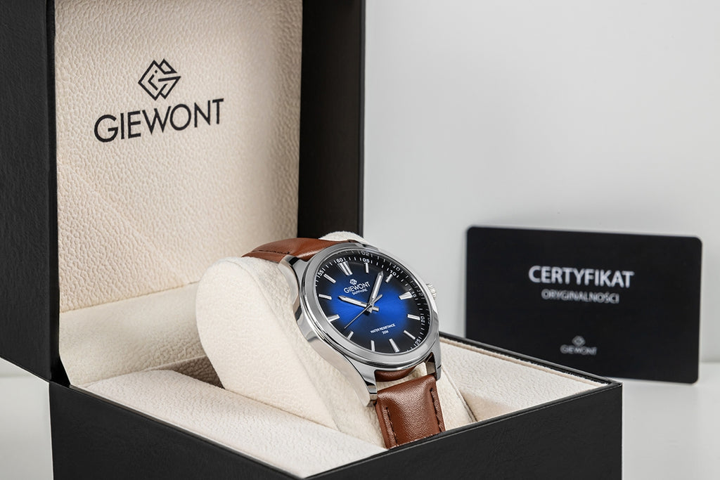 Zegarek Męski Giewont Elegance Sapphire Brązowo Niebieski GW5160-A4