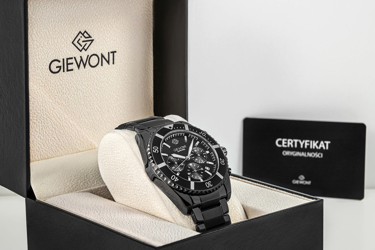 Zegarek Męski Giewont Chronograph Sapphire Czarny GW3970-B4