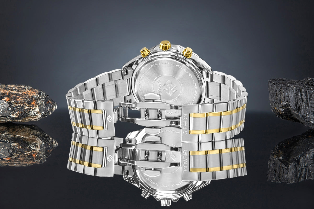 Zegarek Męski Giewont Chronograph Sapphire Srebrno Zielony GW7290-B7
