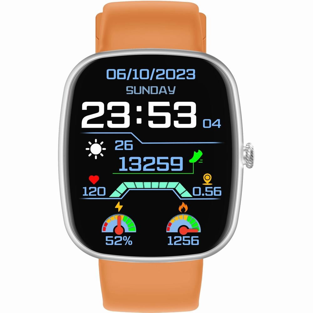 Smartwatch Męski GRAVITY GT18-4 Pomarańczowy Pasek Silikonowy + Czarny Pasek