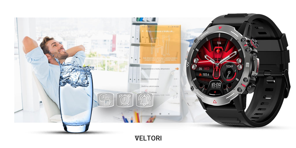 Smartwatch VELTORI VT110-1 Czarny Pasek Silikonowy