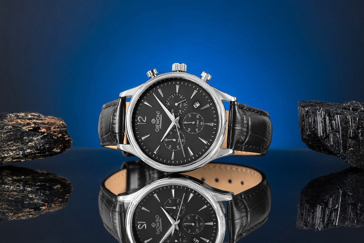 Zegarek Męski Giewont Chronograph Sapphire Czarno Srebrny GW6310-A2