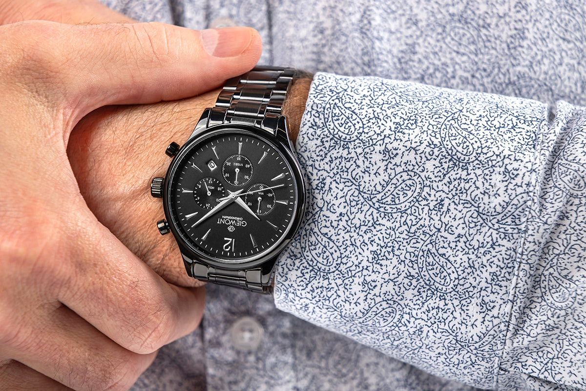 Zegarek Męski Giewont Chronograph Sapphire Czarny GW6310-B1