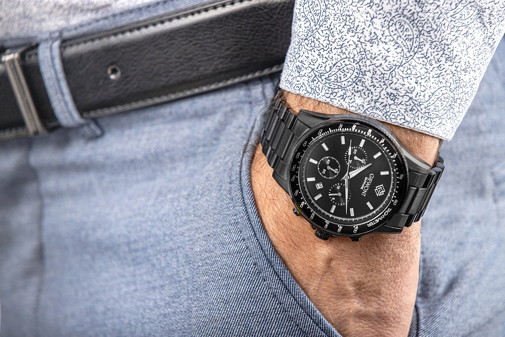 Zegarek Męski Giewont Chronograph Sapphire Czarny GW3520-B1