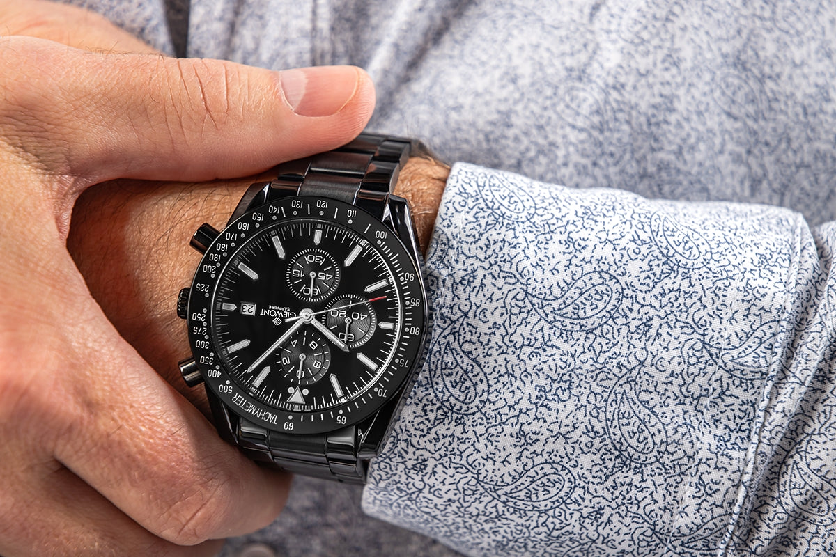 Zegarek Męski Giewont Chronograph Sapphire Czarny GW8720-B1