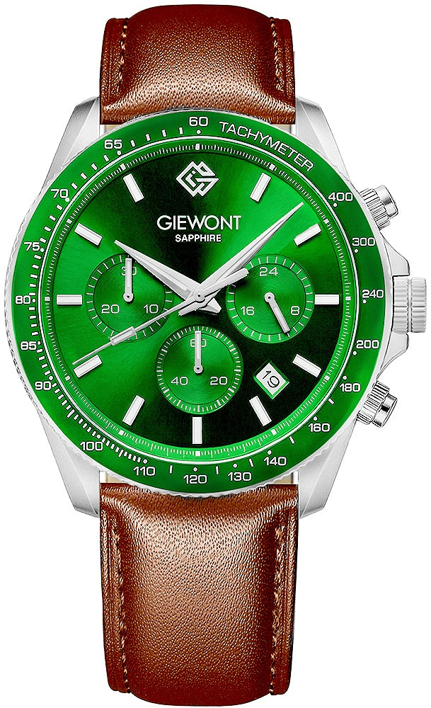 Zegarek Męski Giewont Chronograph Sapphire Brązowo Zielony GW3520-A6