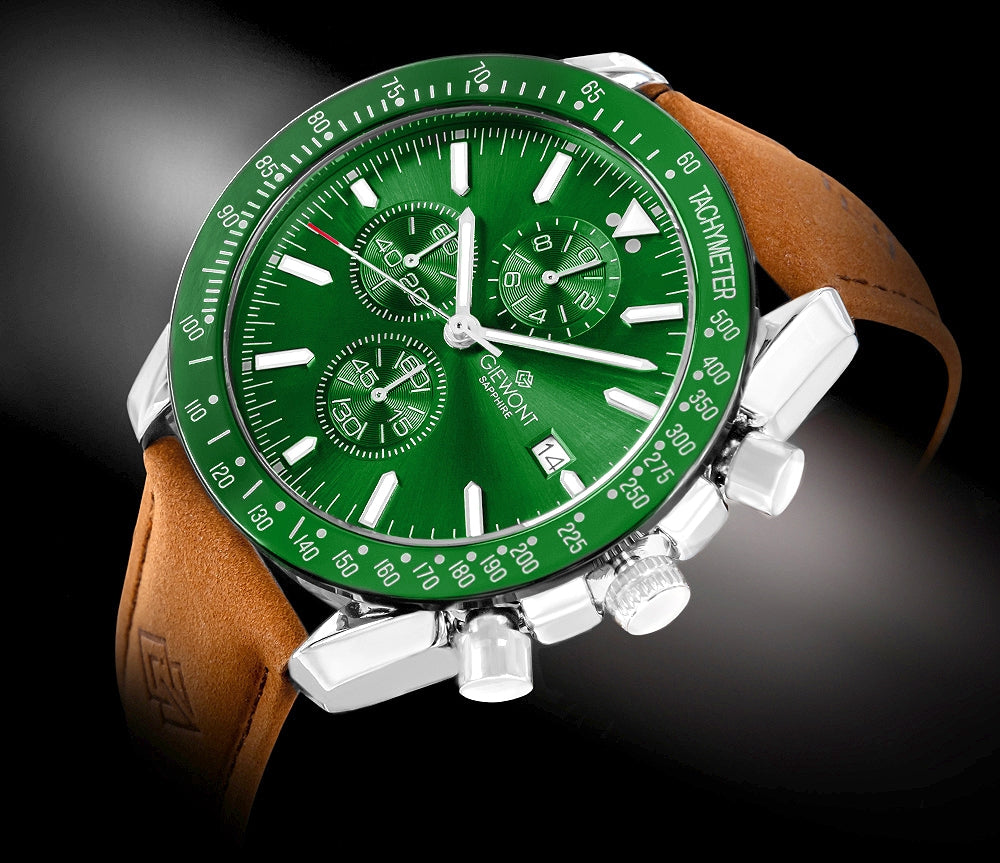 Zegarek Męski Giewont Chronograph Sapphire Brązowo Zielony GW8720-A3