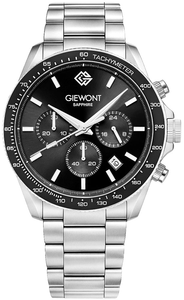 Zegarek Męski Giewont Chronograph Sapphire Srebrno Czarny GW3520-B2
