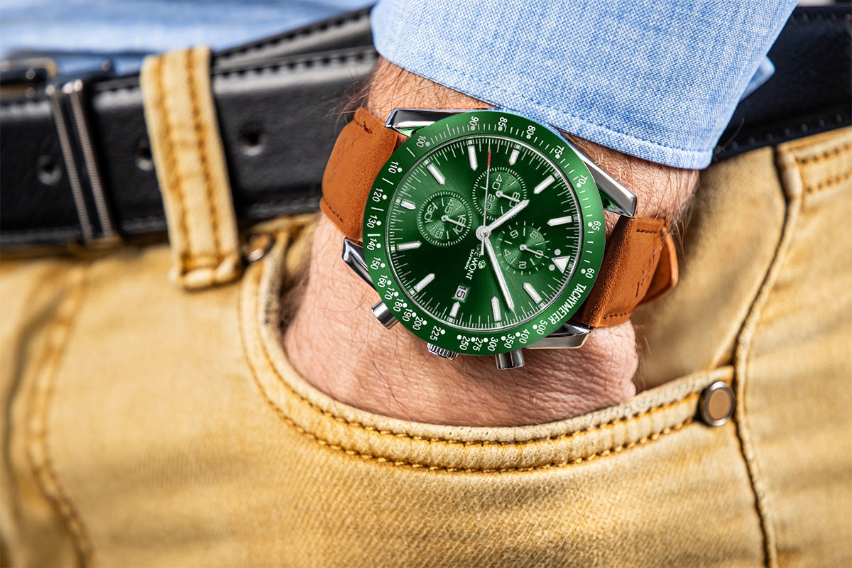Zegarek Męski Giewont Chronograph Sapphire Brązowo Zielony GW8720-A3