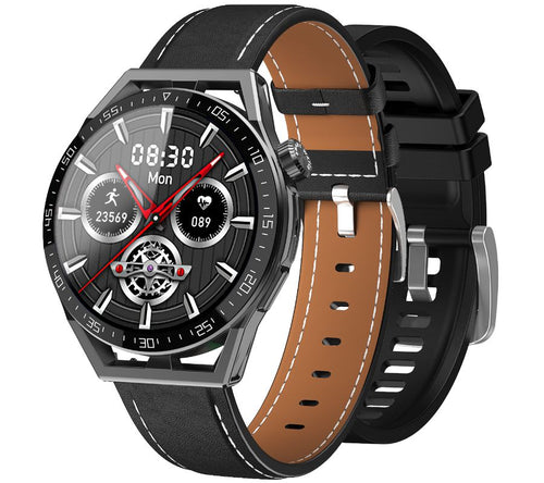 Smartwatch  Rubicon RNCE88-1 Czarny- Czarny Pasek Silikonowy + Czarny Pasek Skórzany