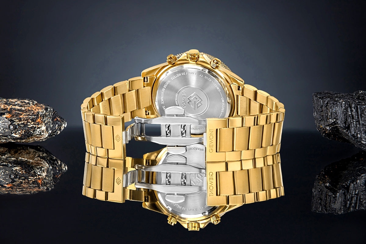 Zegarek Męski Giewont Chronograph Sapphire Złoto Czarny GW3520-B4