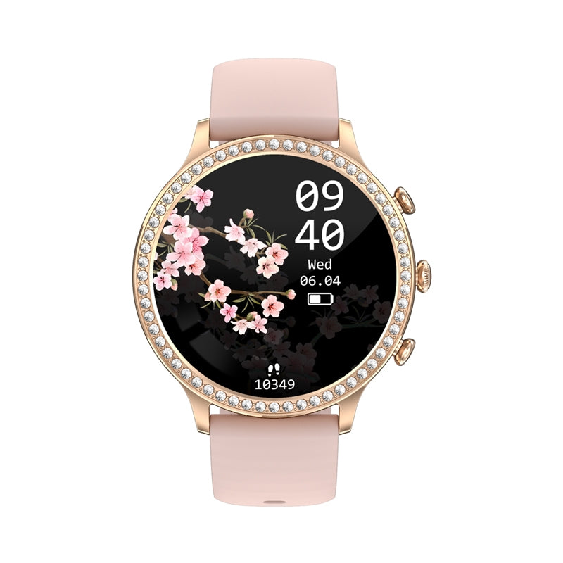 Smartwatch Damski VELTORI VT310-1 Złota Bransoleta + Różowy Pasek Silikonowy