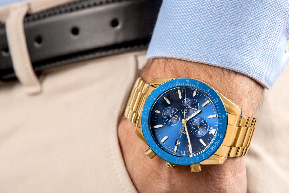 Zegarek Męski Giewont Chronograph Sapphire Złoto Niebieski GW8720-B6