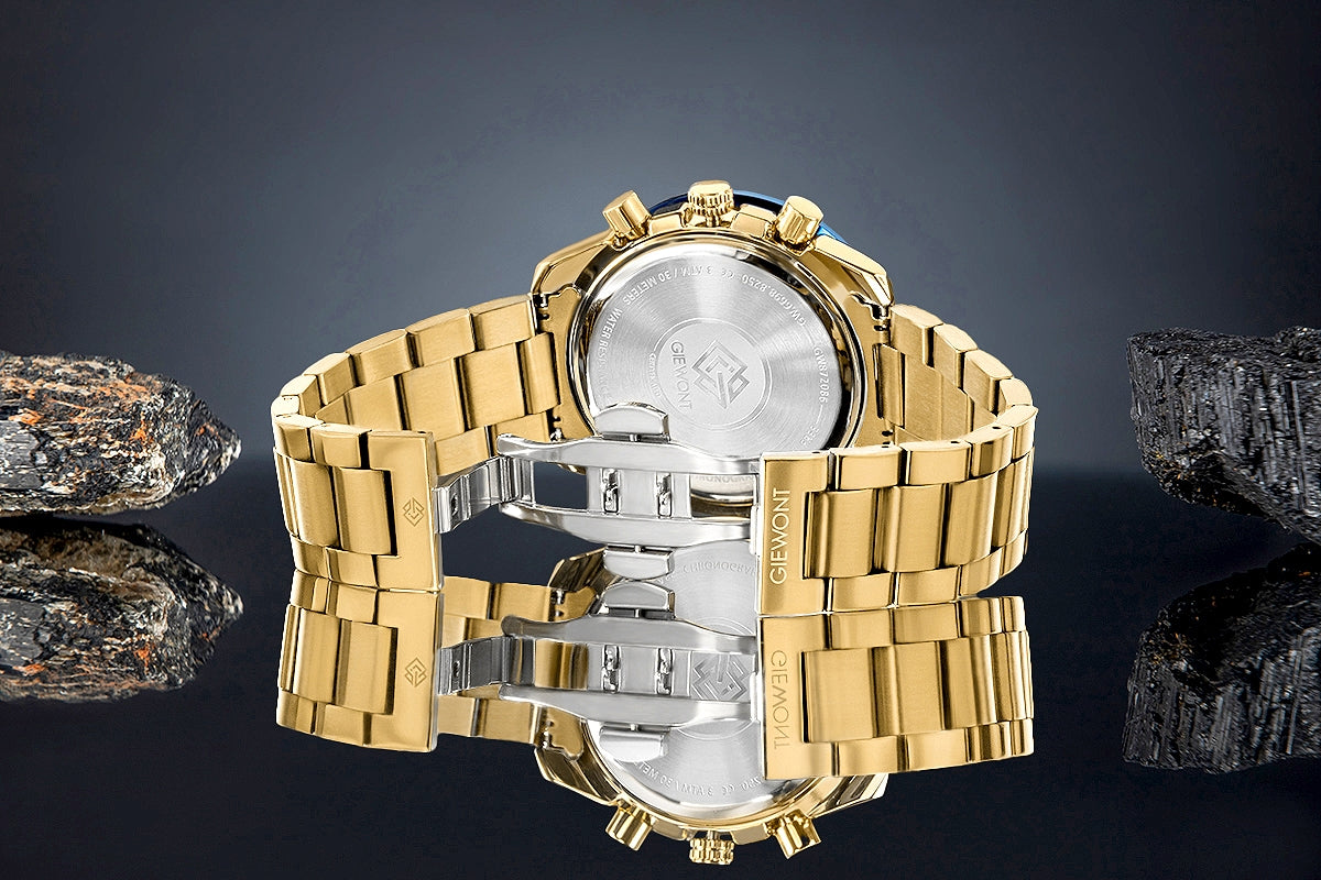 Zegarek Męski Giewont Chronograph Sapphire Złoto Niebieski GW8720-B6